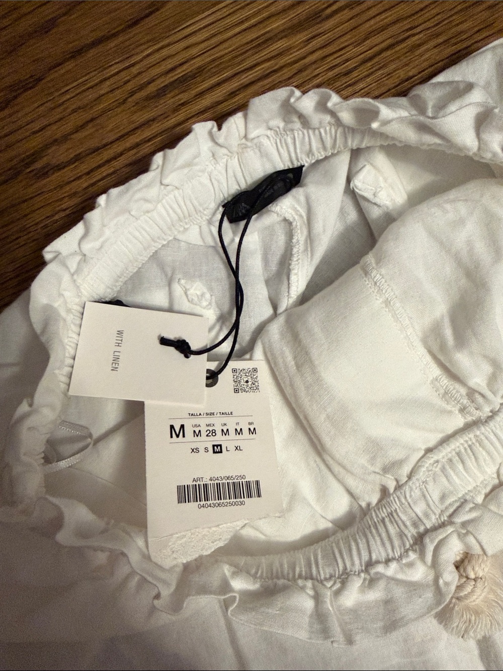 NWT ZARA White Linen Cotton High Waisted Drawtsring Summer Short - Picture 4 of 12